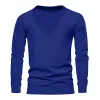 Men's Casual Solid Color Deep V-Neck Long-Sleeved T-Shirt 72728362M sold by Manly