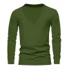 Men's Casual Solid Color Deep V-Neck Long-Sleeved T-Shirt 72728362M sold by Manly