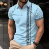Men's Casual Printed Zipper Short Sleeve Polo Shirt 69618702Y sold by Manly