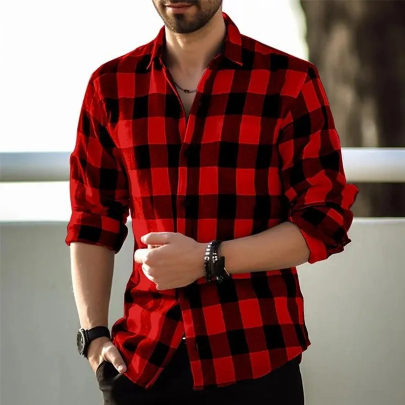 Men's Plaid Loose Long-Sleeved Shirt 78779579Y sold by Manly product image thumbnail 4