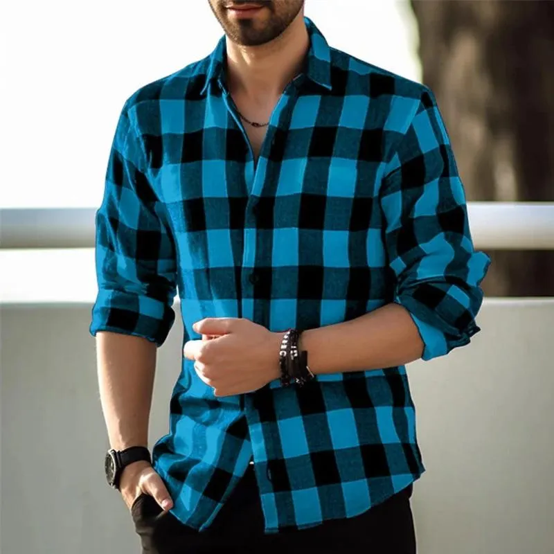 Men's Plaid Loose Long-Sleeved Shirt 78779579Y sold by Manly product image thumbnail 2