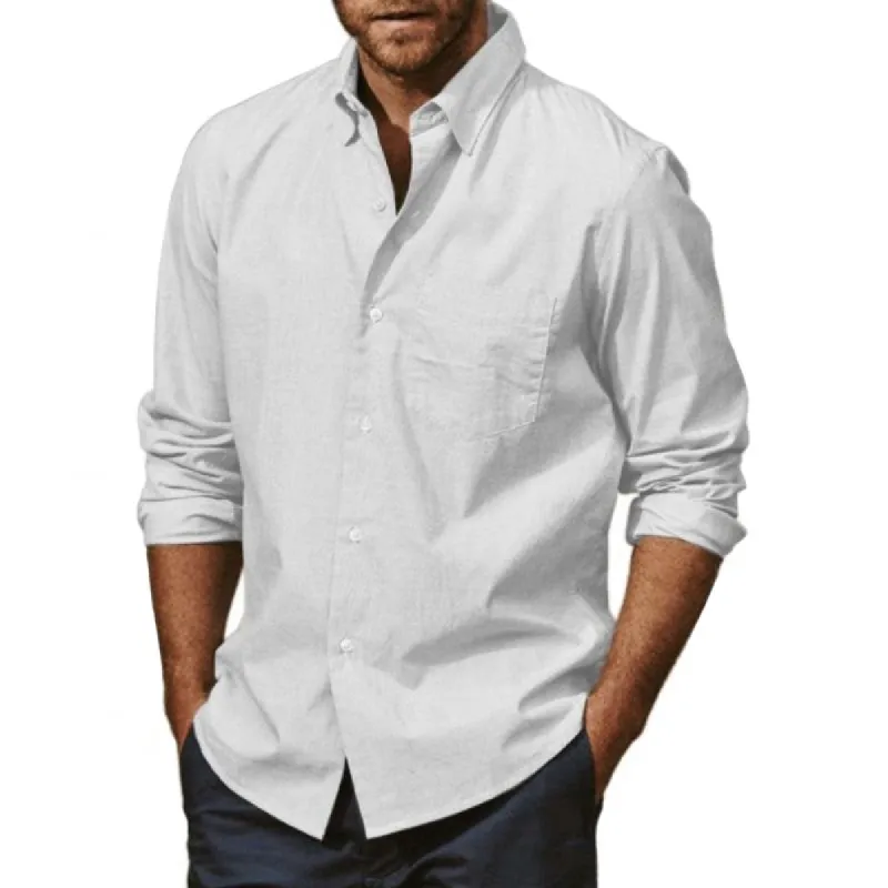 Men's Solid Loose Long Sleeve Shirt 68981898Z sold by Manly