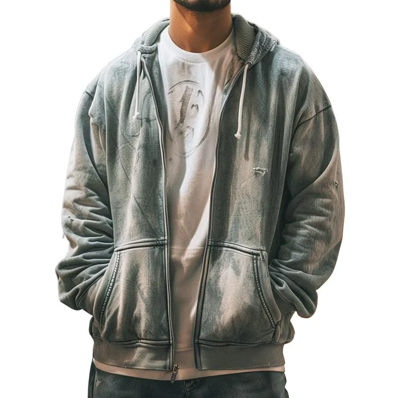 Men's Retro Casual Zipper Hooded Sweatshirt Jacket 19727895TO sold by Manly