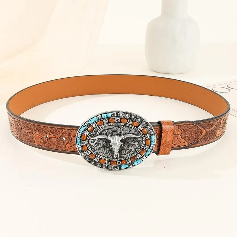 Men's Vintage Embossed Western Cowhide Leather Belt 83232677Y sold by Manly product image thumbnail 5