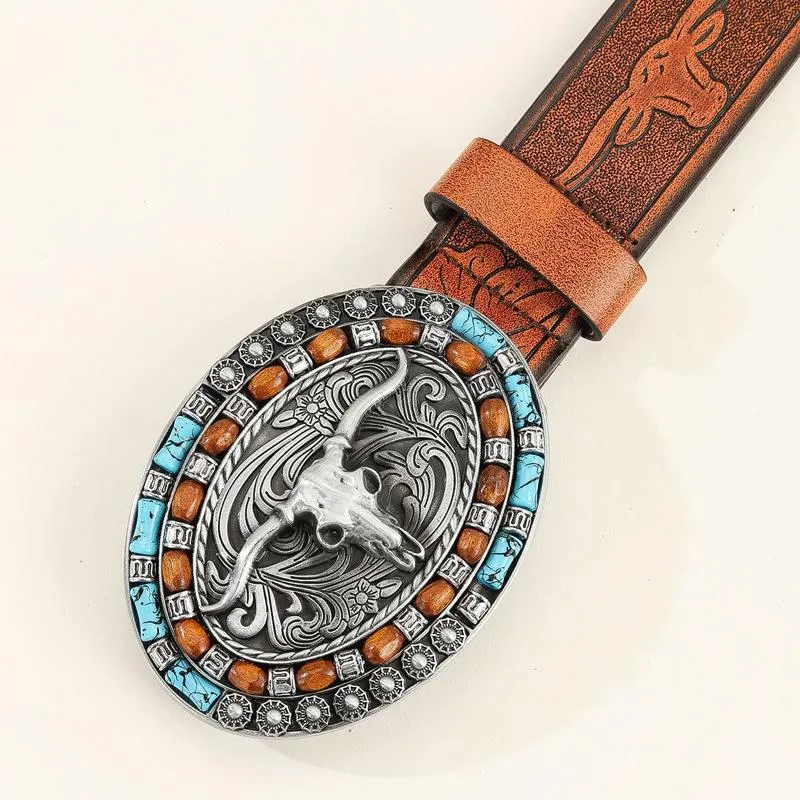 Men's Vintage Embossed Western Cowhide Leather Belt 83232677Y sold by Manly product image thumbnail 3
