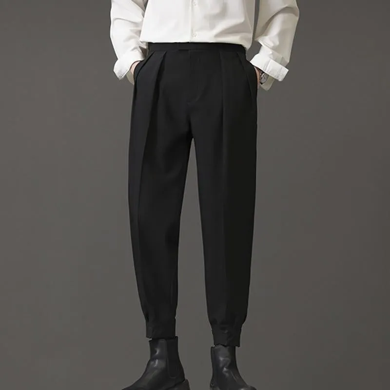 Men's Casual Solid Color Draped Cropped Pants 88923372M sold by Manly product image thumbnail 4