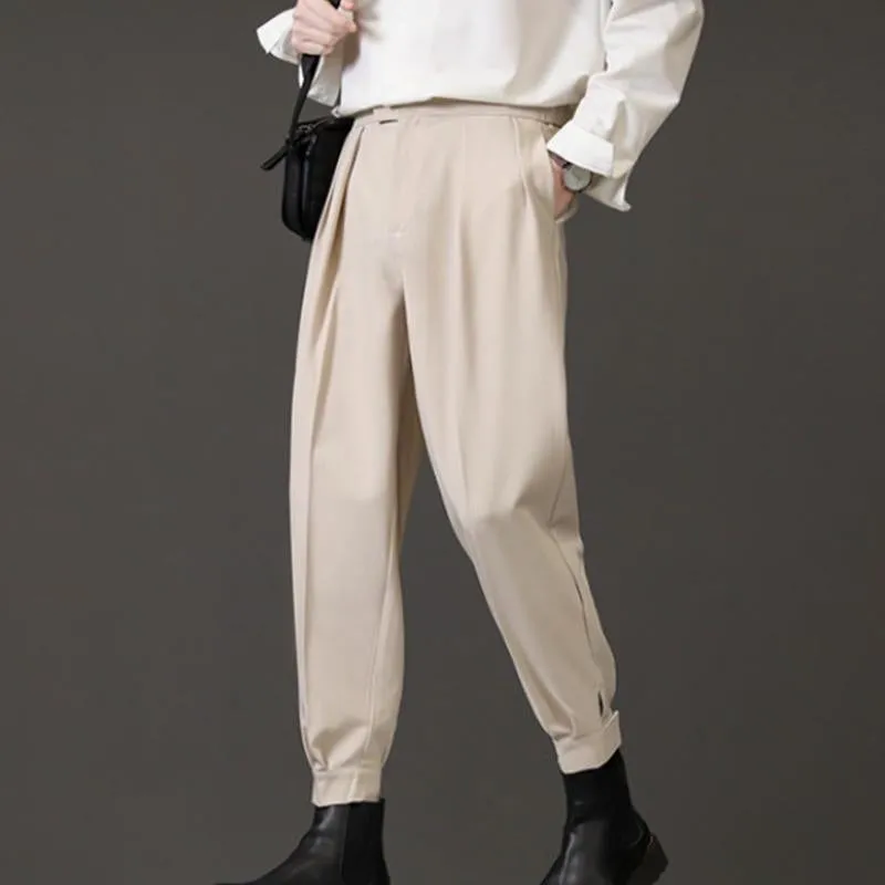 Men's Casual Solid Color Draped Cropped Pants 88923372M sold by Manly product image thumbnail 2