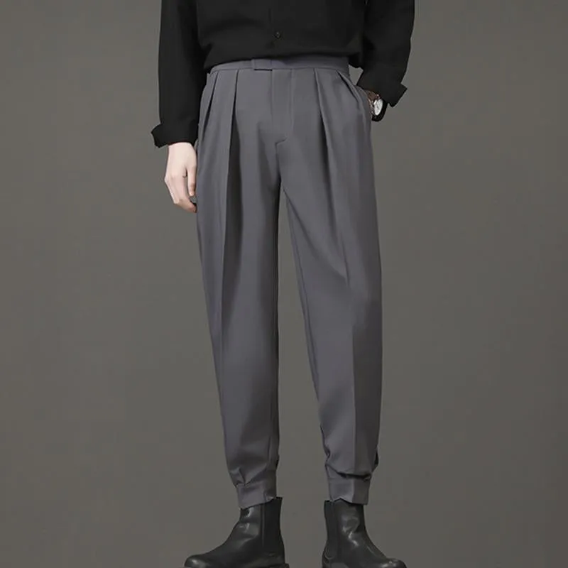 Men's Casual Solid Color Draped Cropped Pants 88923372M sold by Manly product image thumbnail 5