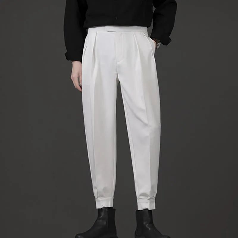Men's Casual Solid Color Draped Cropped Pants 88923372M sold by Manly product image thumbnail 3