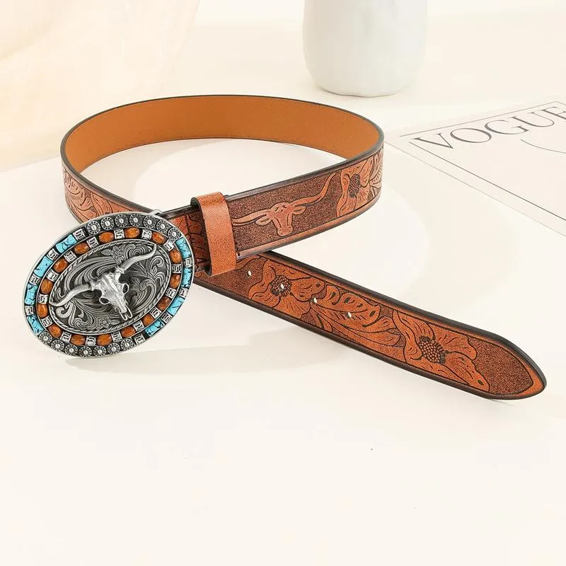 Men's Vintage Embossed Western Cowhide Leather Belt 83232677Y sold by Manly product image thumbnail 4