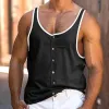 Men's Casual U-Neck Button Colorblock Tank Top 00320295M sold by Manly