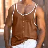 Men's Casual U-Neck Button Colorblock Tank Top 00320295M sold by Manly