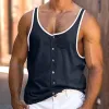 Men's Casual U-Neck Button Colorblock Tank Top 00320295M sold by Manly