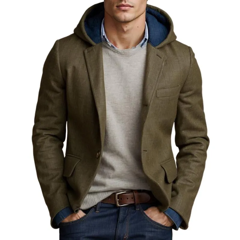 Men's Retro Casual Hooded Colorblock Blazer 70597086TO sold by Manly
