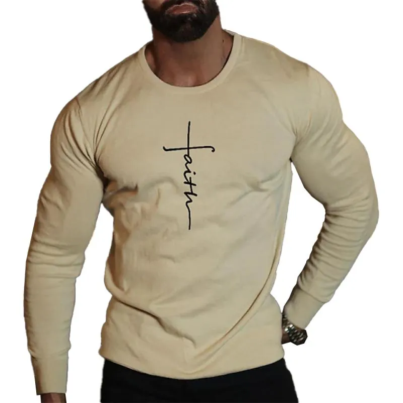 Men's Christian Print Round Neck Long Sleeve T-shirt 49812861Z made by Manly