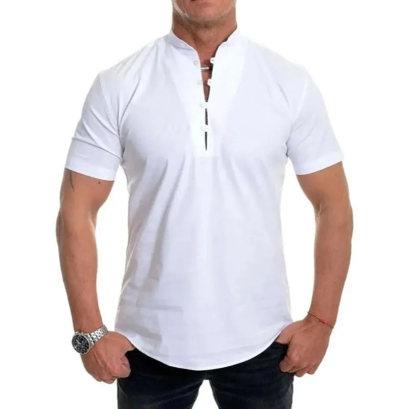 Men's Casual V-neck Short-sleeved Shirt 75212967TO sold by Manly