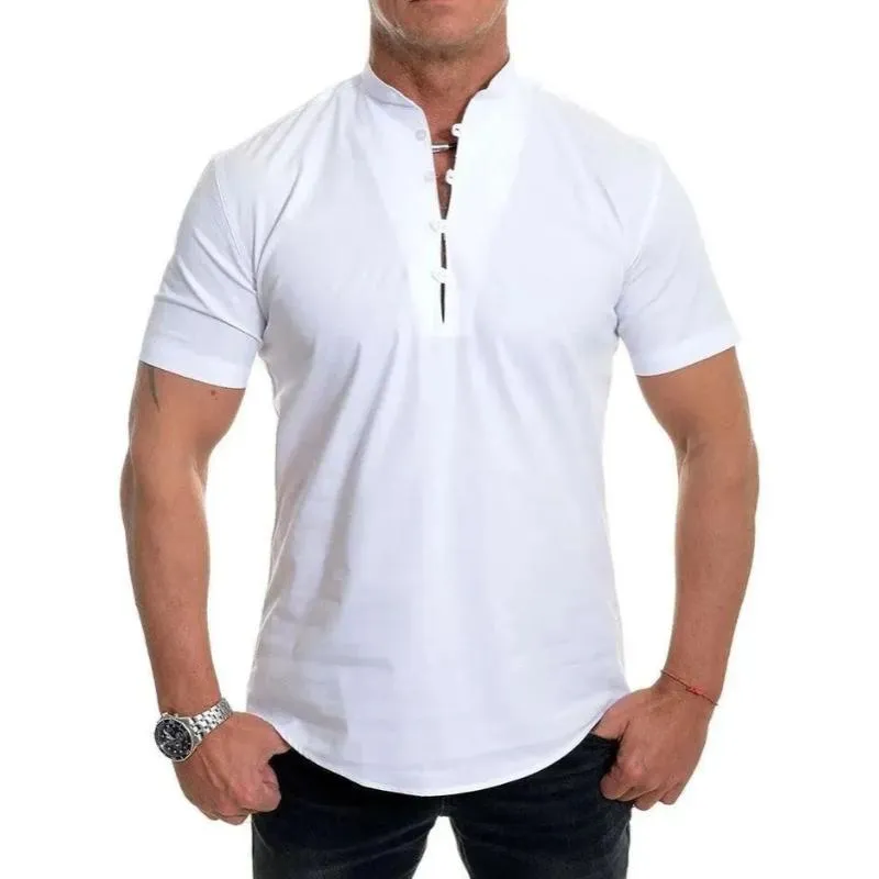 Men's Casual V-neck Short-sleeved Shirt 75212967TO sold by Manly