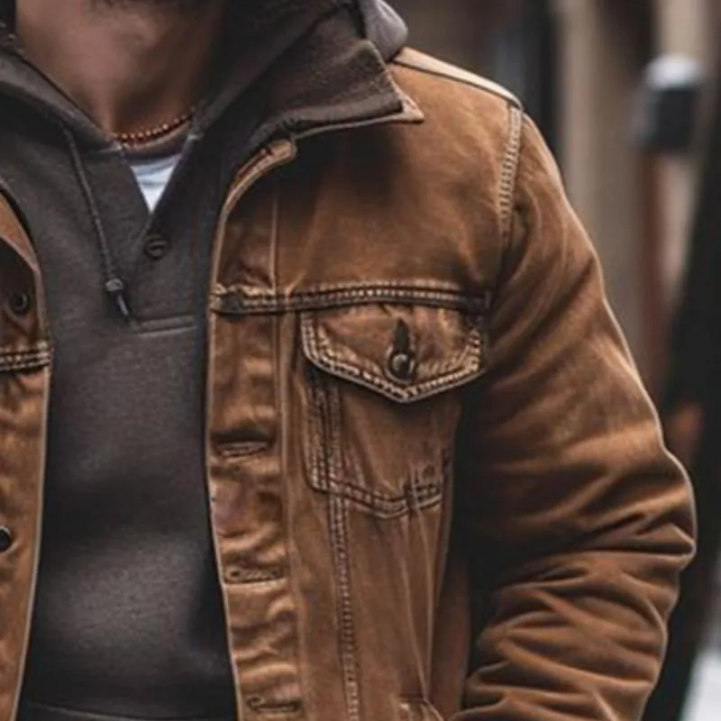 Men's Casual Vintage Pocket Washed Lapel Jacket 75351880TO sold by Manly product image thumbnail 3