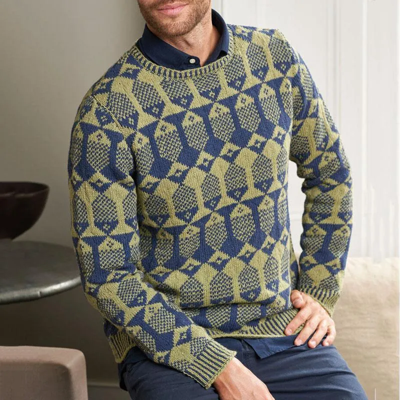 Men's Round Neck Jacquard Long Sleeve Knit Sweater 93876556M sold by Manly product image thumbnail 2