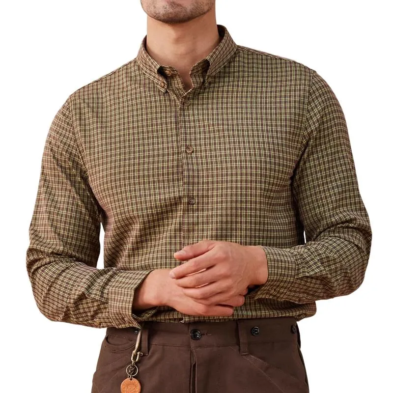 Men's Plaid Lapel Long Sleeve Casual Shirt 18222888Z sold by Manly