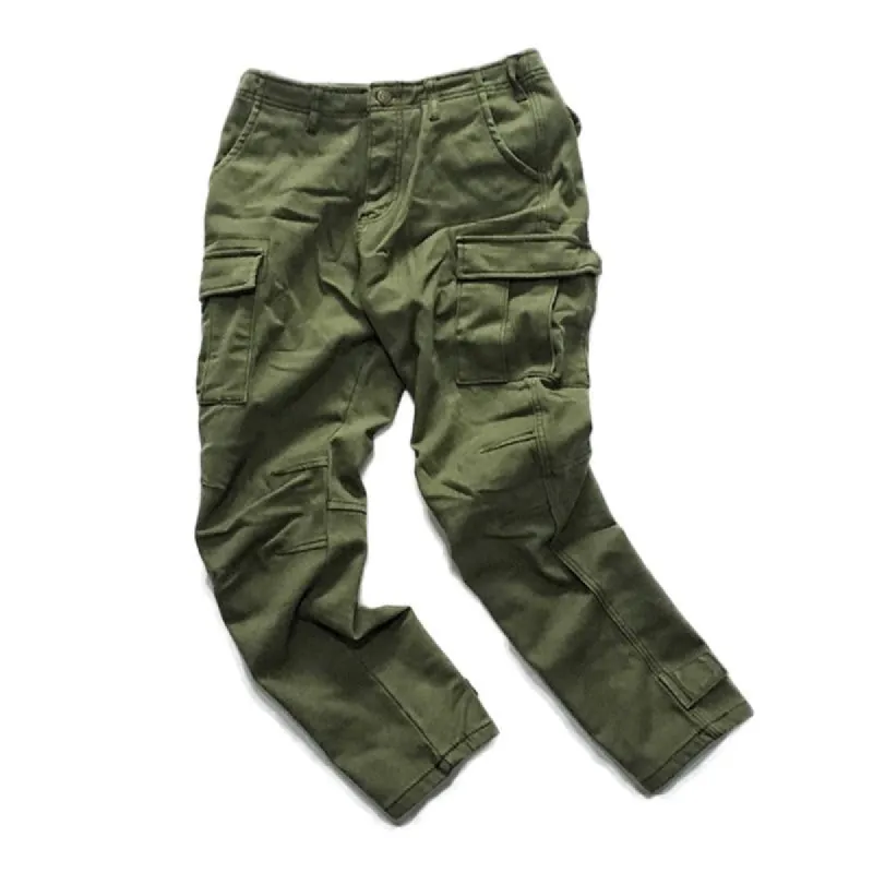 Men's Casual Outdoor Solid Color Multi-pocket Cargo Trousers 13580576M sold by Manly