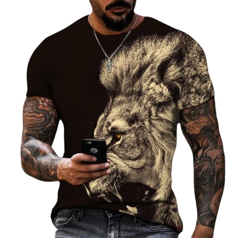 Men's Animal Print Short Sleeve Crew Neck T-Shirt 72892033X sold by Manly