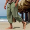 Men's Solid Loose Cotton And Linen Elastic Waist Casual Pants 86557479Z sold by Manly