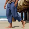 Men's Solid Loose Cotton And Linen Elastic Waist Casual Pants 86557479Z sold by Manly