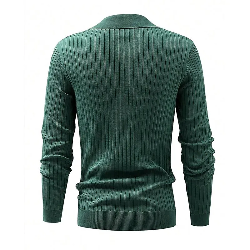 Men's Casual Solid Color Pit Article Fabricsv-Neck Long-Sleeved Sweater 96117284Y sold by Manly product image thumbnail 4