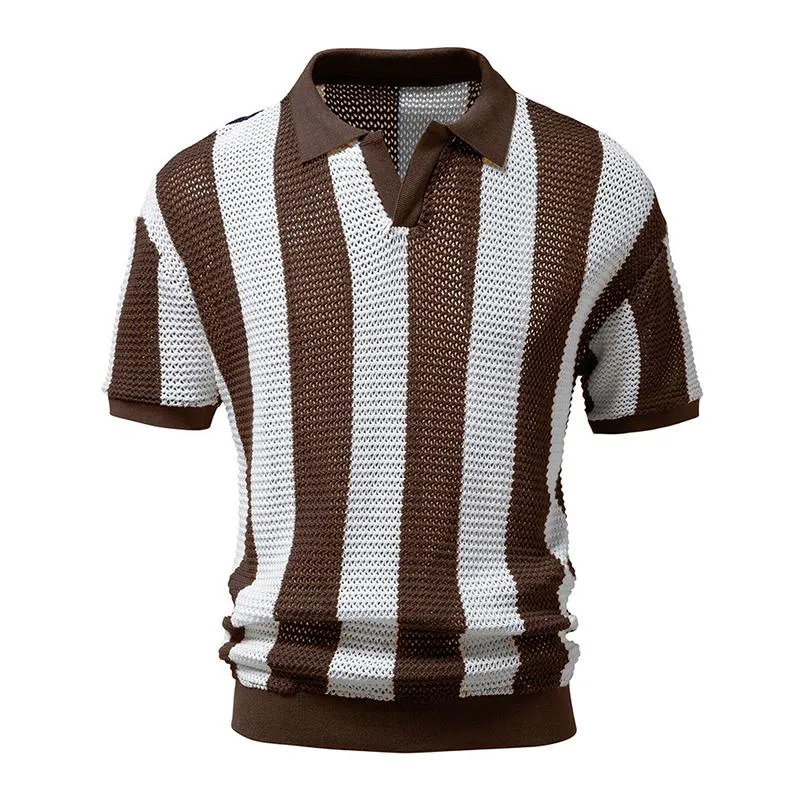 Men's Summer Lapel Openwork Knitted Short-sleeved Polo Shirt 99057324M sold by Manly product image thumbnail 5