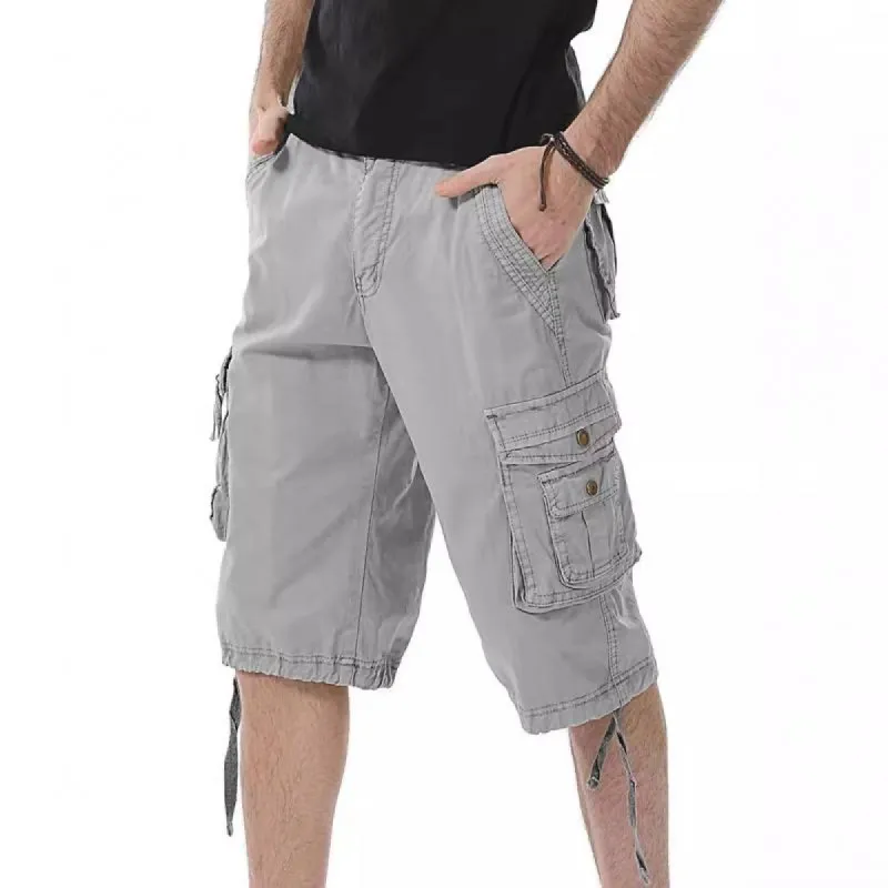 Men's Loose Solid Color Cargo Multi-Pocket Shorts 33026144Y sold by Manly