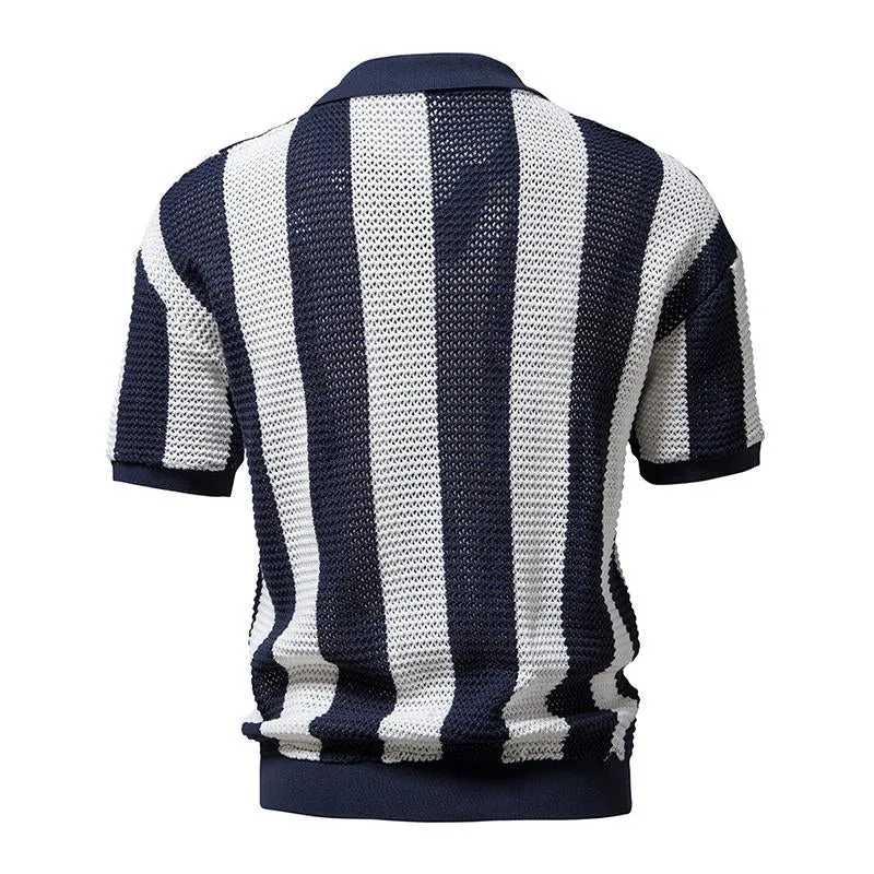 Men's Summer Lapel Openwork Knitted Short-sleeved Polo Shirt 99057324M sold by Manly product image thumbnail 2