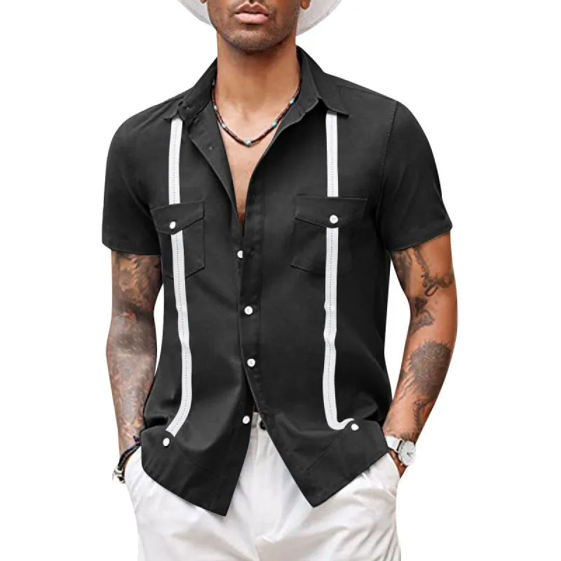 Men's Color Block Short Sleeve Shirt 94288317Z sold by Manly