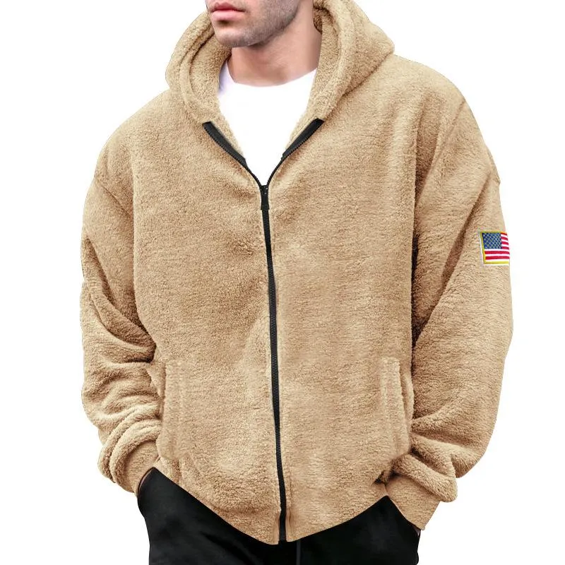 Men's Solid Fleece Hooded Zipper Casual Jacket 94733738Z sold by Manly product image thumbnail 4