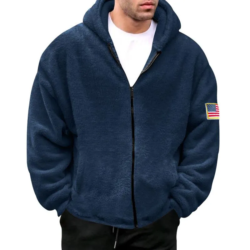 Men's Solid Fleece Hooded Zipper Casual Jacket 94733738Z sold by Manly product image thumbnail 5