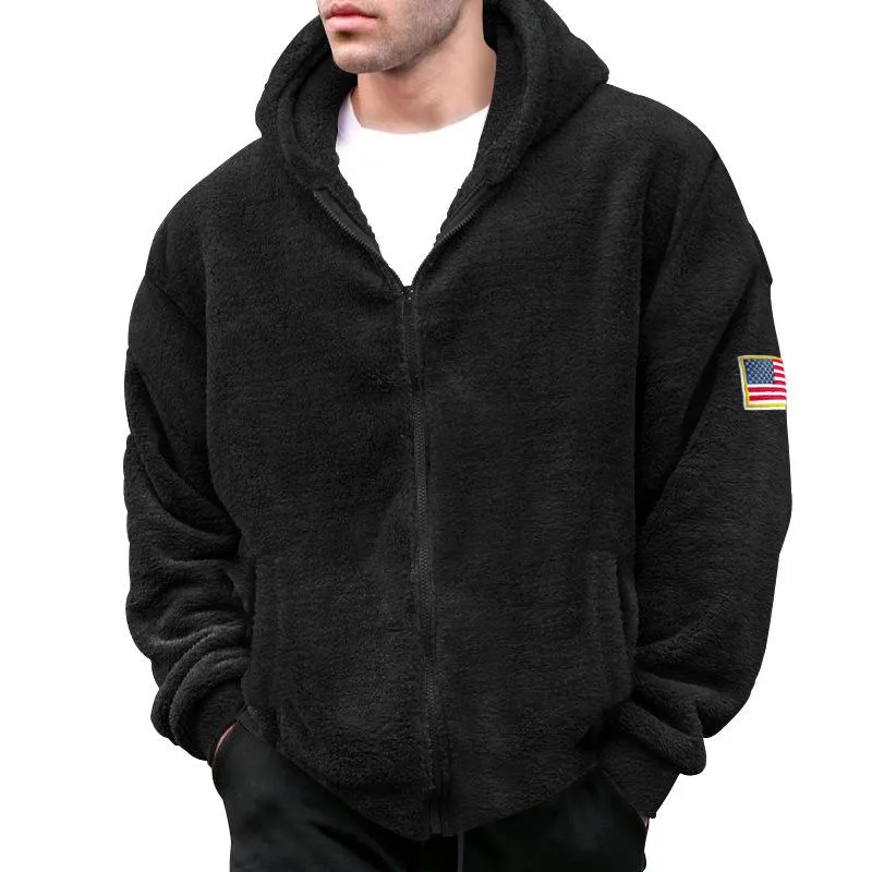 Men's Solid Fleece Hooded Zipper Casual Jacket 94733738Z sold by Manly product image thumbnail 2