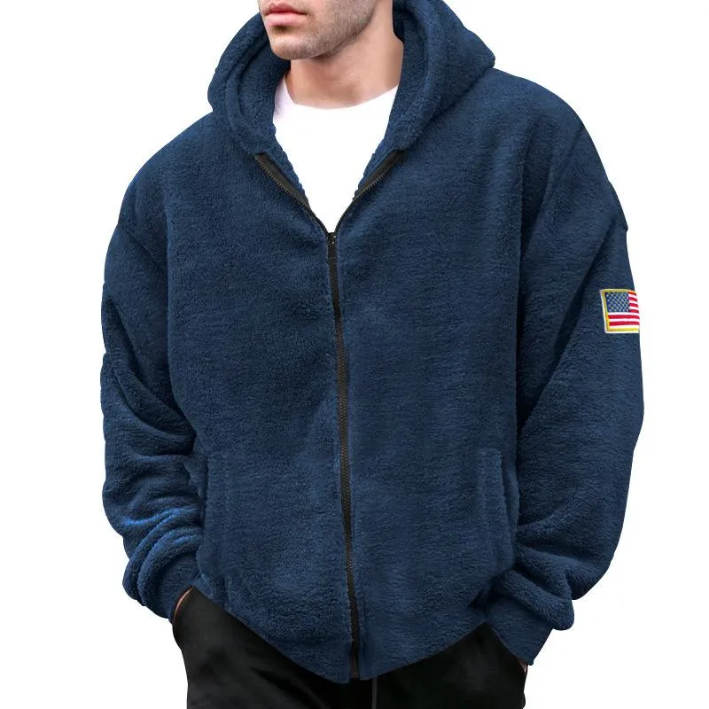 Men's Solid Fleece Hooded Zipper Casual Jacket 94733738Z sold by Manly