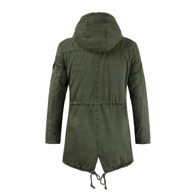 Men's Casual Outdoor Cotton Stand Collar Hooded Zipper Mid-length Trench Coat 69828861M sold by Manly product image thumbnail 5