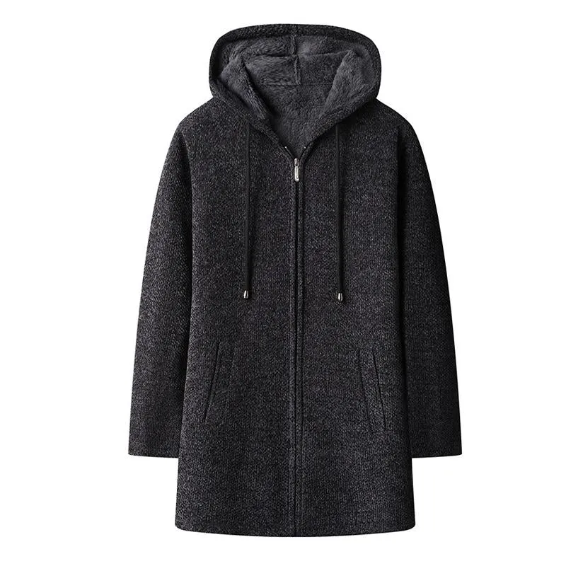 Men's Mid-length Fleece Thickened Hooded Knitted Coat 42966572X sold by Manly product image thumbnail 4