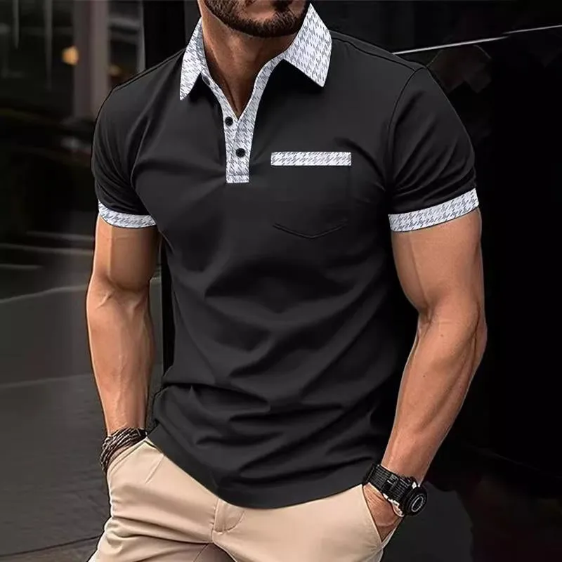 Men's Patchwork Short Sleeve Button Polo Shirt 45368166X sold by Manly product image thumbnail 3