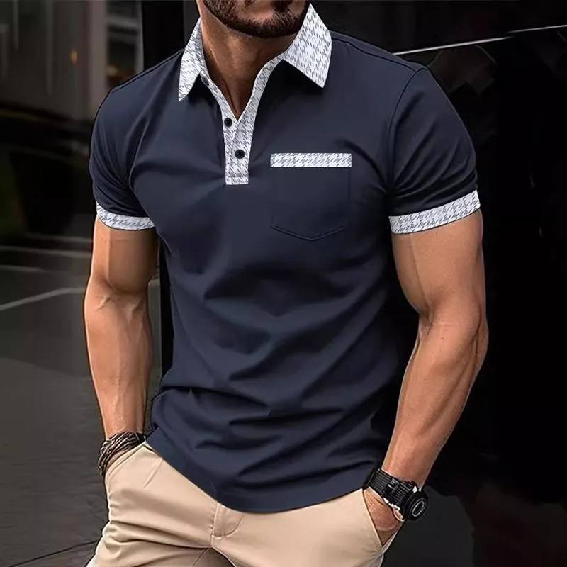 Men's Patchwork Short Sleeve Button Polo Shirt 45368166X sold by Manly product image thumbnail 2