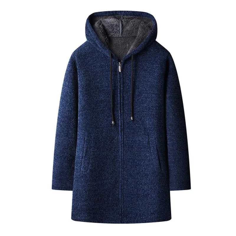 Men's Mid-length Fleece Thickened Hooded Knitted Coat 42966572X sold by Manly