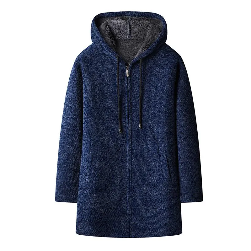 Men's Mid-length Fleece Thickened Hooded Knitted Coat 42966572X sold by Manly