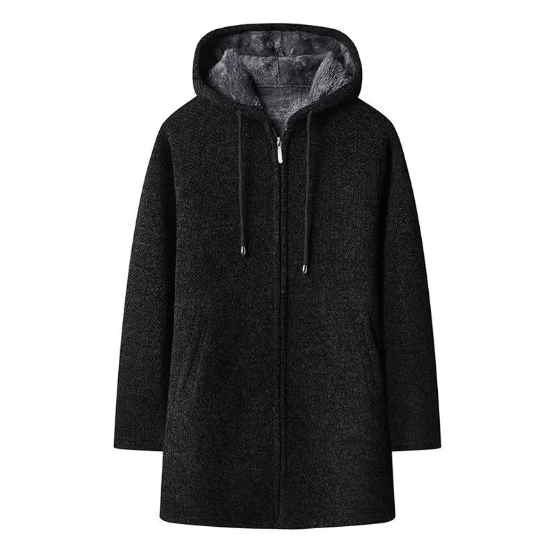 Men's Mid-length Fleece Thickened Hooded Knitted Coat 42966572X sold by Manly product image thumbnail 2