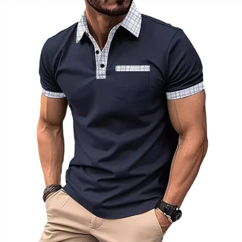 Men's Patchwork Short Sleeve Button Polo Shirt 45368166X sold by Manly