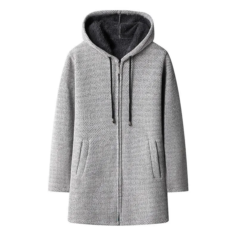 Men's Mid-length Fleece Thickened Hooded Knitted Coat 42966572X sold by Manly product image thumbnail 3