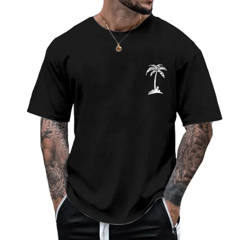 Men's Casual Coconut Tree Round Neck T-Shirt 38037043TO made by Manly