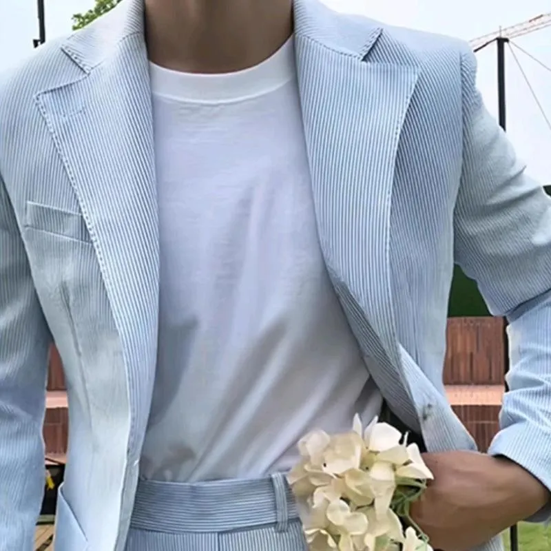 Men's Fashion Striped Notch Lapel Slim Blazer 82853907Z sold by Manly product image thumbnail 4