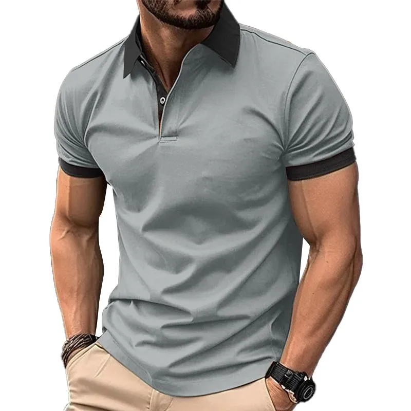 Men's Casual Color Block Short Sleeve POLO Shirt 43371751Y sold by Manly