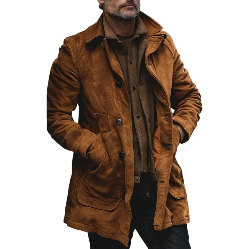 Men's Suede Vintage Single Breasted Coat 76776655X sold by Manly